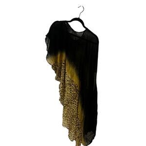 NWT Pretty Angel silk leopard & black asymmetrical top size L